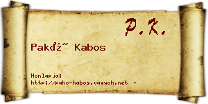 Pakó Kabos névjegykártya